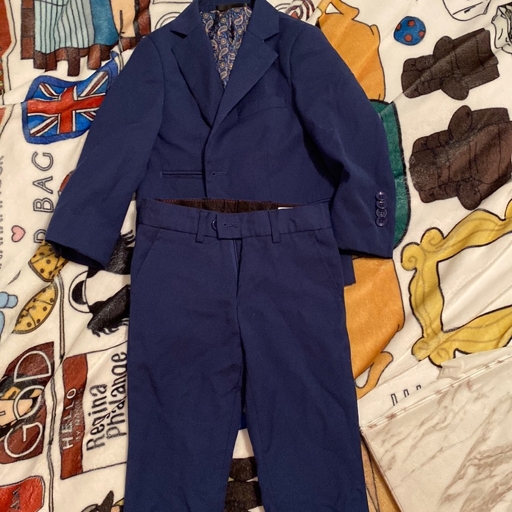 Isaac Mizrahi Navy Blue Boys Matching Suit Set